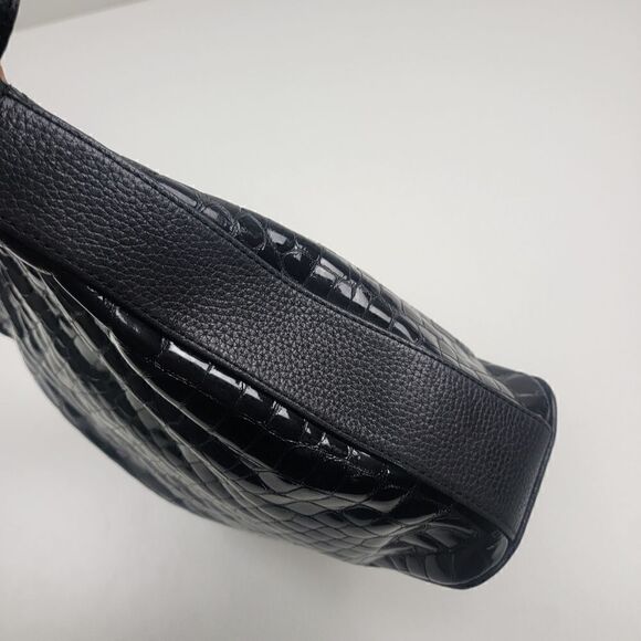 Brighton Patent Leather Shoulder Bag Purse Tote Zip - Picture 8 of 14